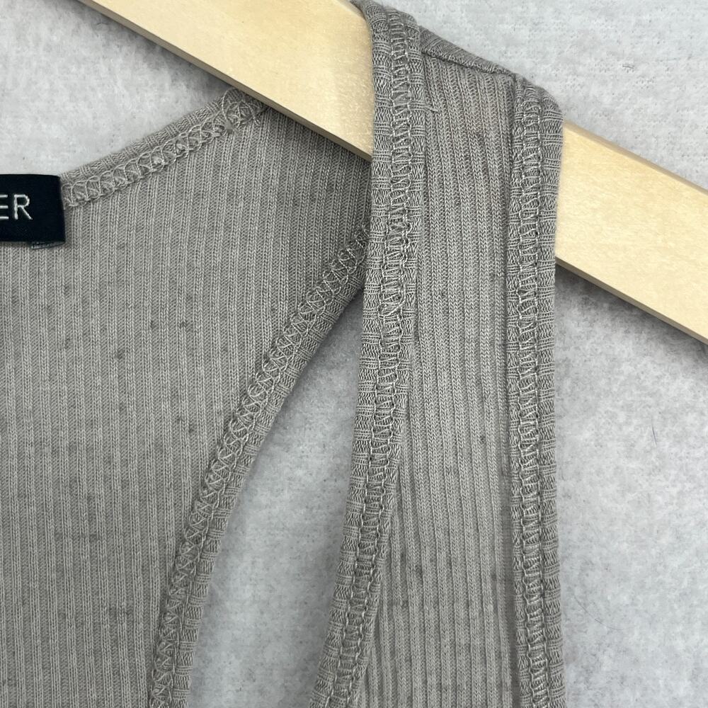 EILEEN FISHER Tank Top S Tencel Flax Ribbed Jersey Speckled Racerback Gray USA - Picture 8 of 12